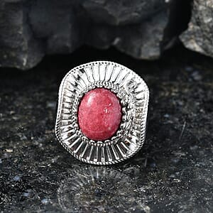 EverTrue Premium Norwegian Thulite 6.20 ctw Cowboy Hat Ring in Platinum Bond (Size 10.0)