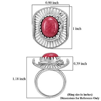 EverTrue Premium Norwegian Thulite 6.20 ctw Cowboy Hat Ring in Platinum Bond (Size 10.0)