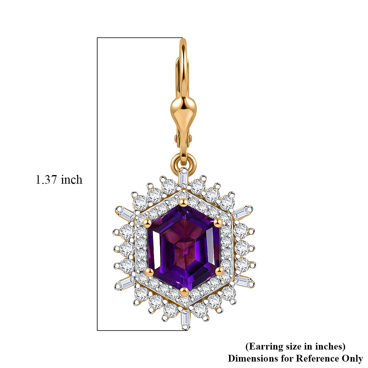 D'Joy AAA Lusaka Amethyst and Moissanite 6.15 ctw Sunburst Earrings in 18K Vermeil Yellow Gold Over Sterling Silver