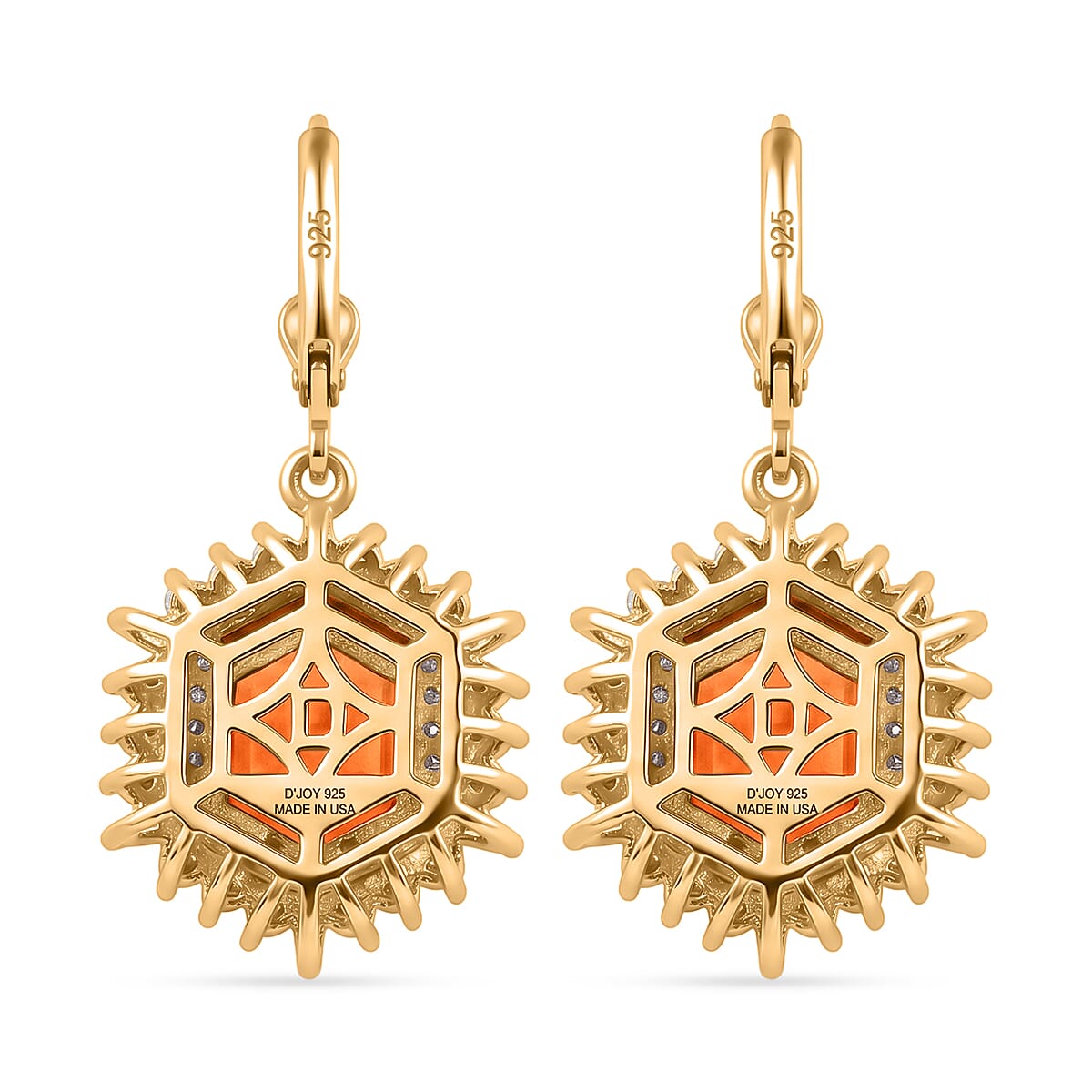 D'Joy AAA Santa Ana Madeira Citrine and Moissanite 6.50 ctw Sunburst Earrings in 18K Vermeil Yellow Gold Over Sterling Silver image number 4