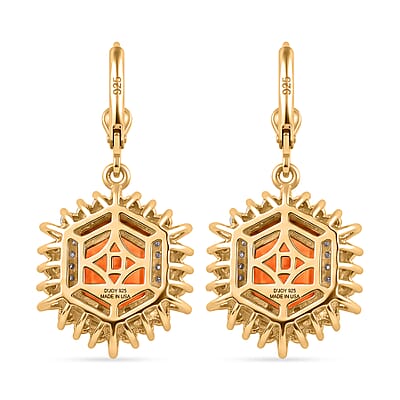 D'Joy AAA Santa Ana Madeira Citrine and Moissanite 6.50 ctw Sunburst Earrings in 18K Vermeil Yellow Gold Over Sterling Silver