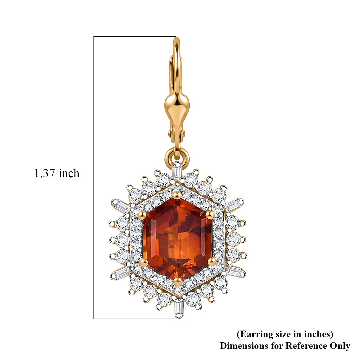 D'Joy AAA Santa Ana Madeira Citrine and Moissanite 6.50 ctw Sunburst Earrings in 18K Vermeil Yellow Gold Over Sterling Silver