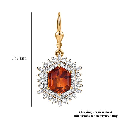 D'Joy AAA Santa Ana Madeira Citrine and Moissanite 6.50 ctw Sunburst Earrings in 18K Vermeil Yellow Gold Over Sterling Silver