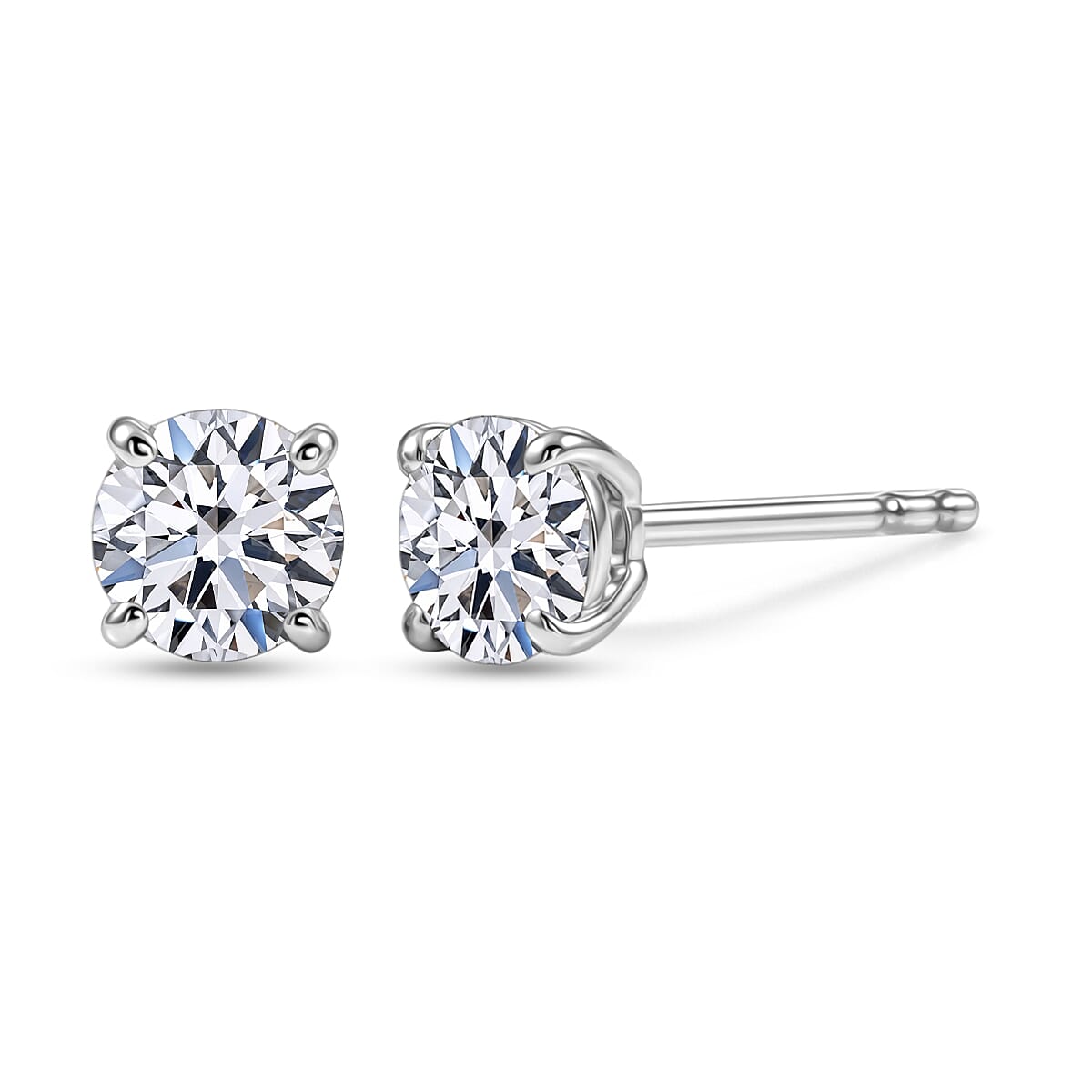 IGI Certified Luxuriant 14K Yellow Gold  VS   Lab Grown Diamond  EF, VS Solitaire Stud Push Post Earring 1.00 ctw
