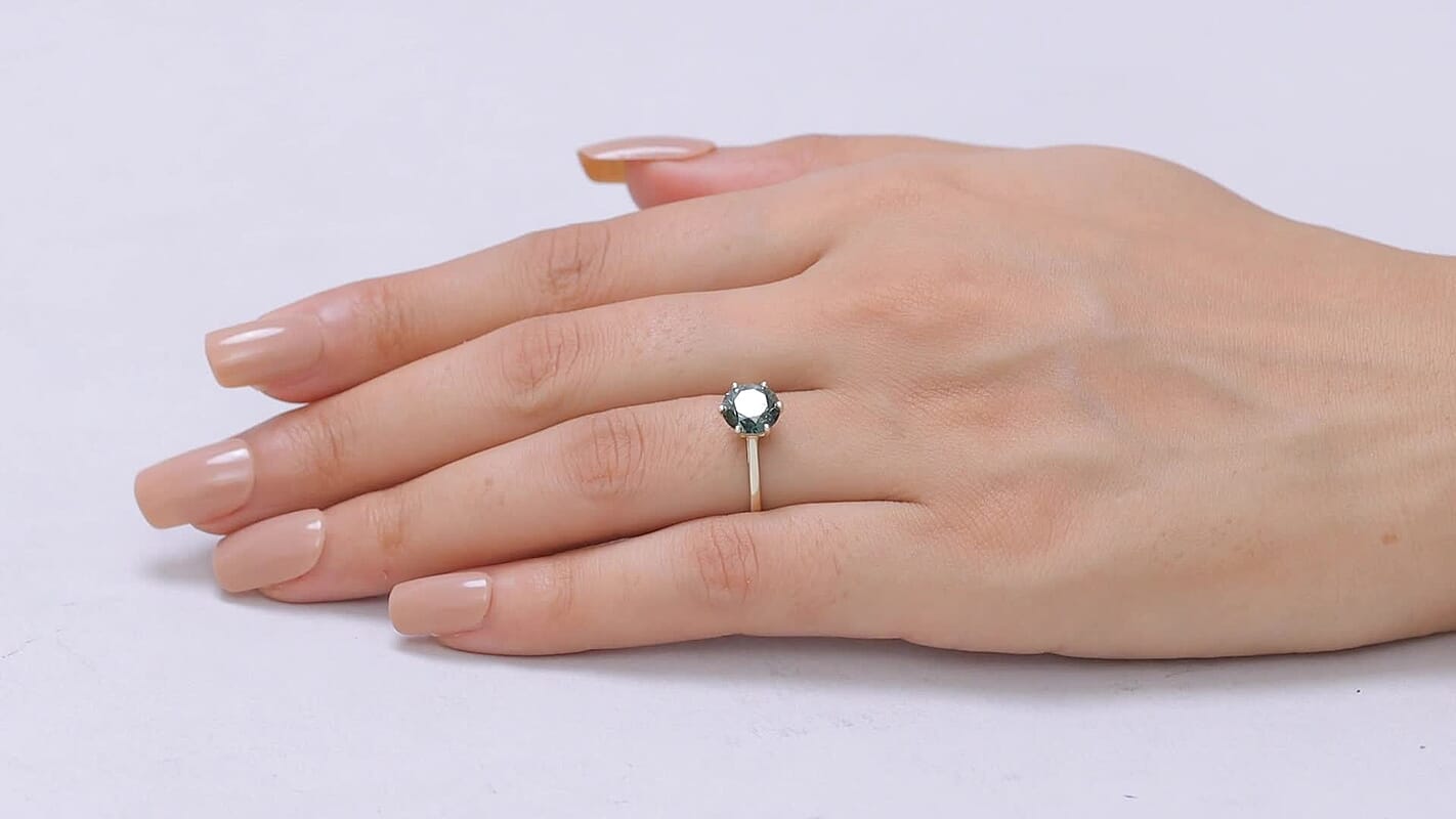 Gem Hunter SGL Certified 10K Green Gold Luxuriant Lab Grown Green Diamond (IR) (VS) Solitaire Ring (Size 10.0) 2.00 ctw