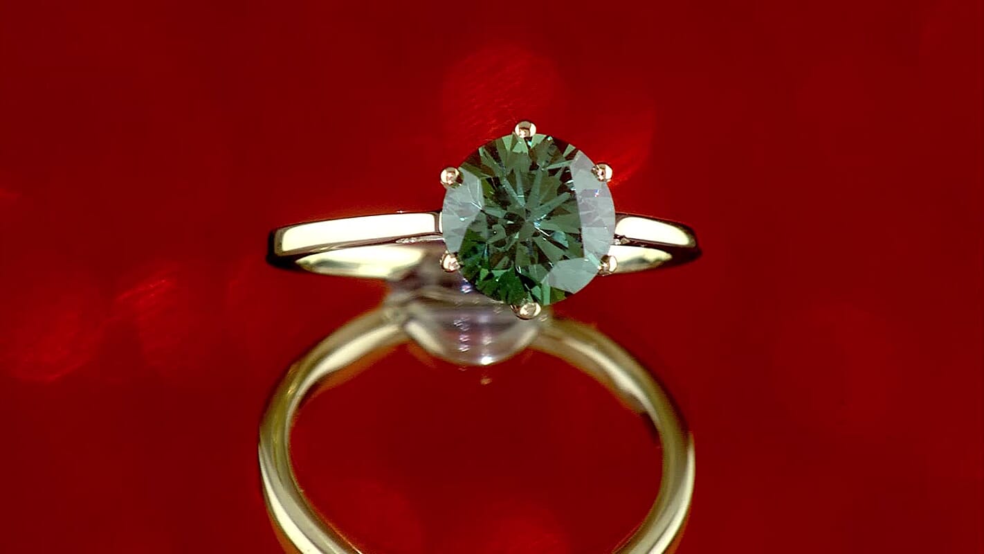 Gem Hunter SGL Certified 10K Green Gold Luxuriant Lab Grown Green Diamond (IR) (VS) Solitaire Ring (Size 10.0) 2.00 ctw