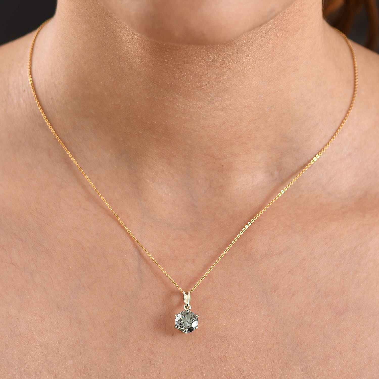 SGL Certified Luxuriant Lab Grown Green Diamond IR VS 2.00 ctw Pendant in 10K Green Gold