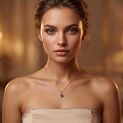 SGL Certified Luxuriant Lab Grown Green Diamond IR VS 2.00 ctw Midnight Crown Solitaire Pendant Without Chain in 10K Green Gold