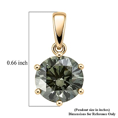 SGL Certified Luxuriant Lab Grown Green Diamond IR VS 2.00 ctw Midnight Crown Solitaire Pendant Without Chain in 10K Green Gold