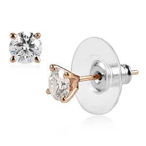EverTrue Moissanite 0.90 ctw Earrings in ION Plated RG Stainless Steel