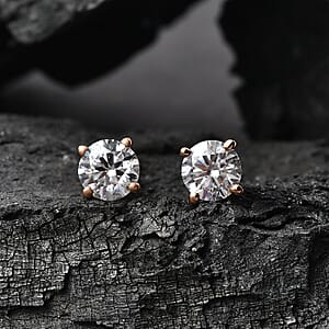 EverTrue Moissanite 0.90 ctw Earrings in ION Plated RG Stainless Steel