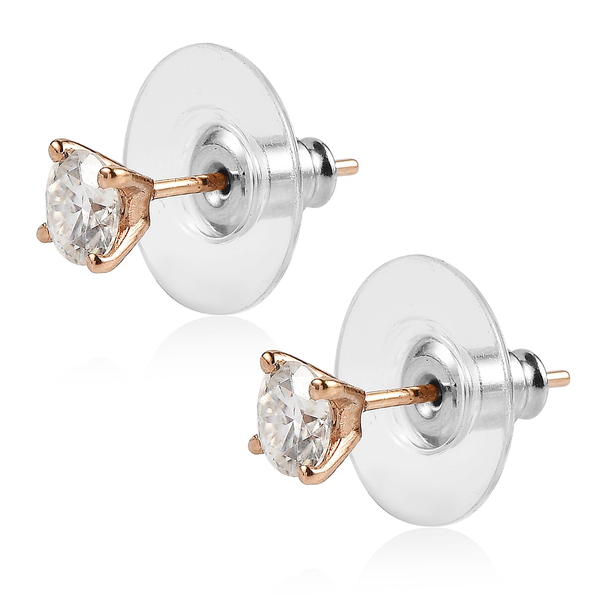 EverTrue Moissanite 0.90 ctw Earrings in ION Plated RG Stainless Steel image number 3
