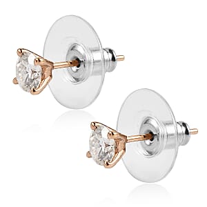EverTrue Moissanite 0.90 ctw Earrings in ION Plated RG Stainless Steel