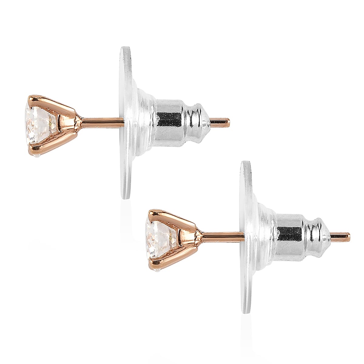 EverTrue Moissanite 0.90 ctw Solitaire Stud Earrings in ION Plated RG Stainless Steel
