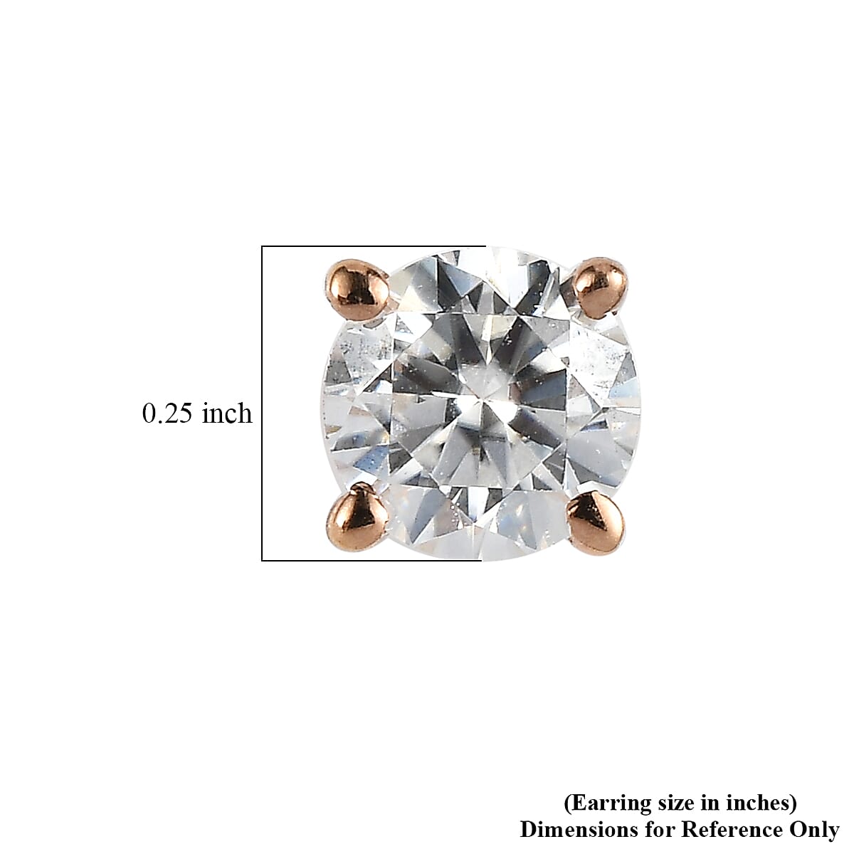 EverTrue Moissanite 0.90 ctw Solitaire Stud Earrings in ION Plated RG Stainless Steel