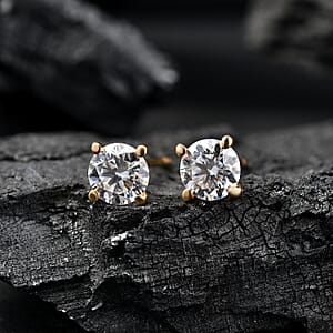 EverTrue Moissanite 0.90 ctw Earrings in ION Plated YG Stainless Steel