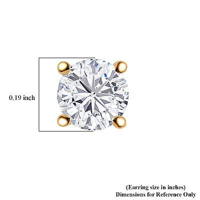 EverTrue Moissanite 0.90 ctw Solitaire Stud Earrings in ION Plated YG Stainless Steel