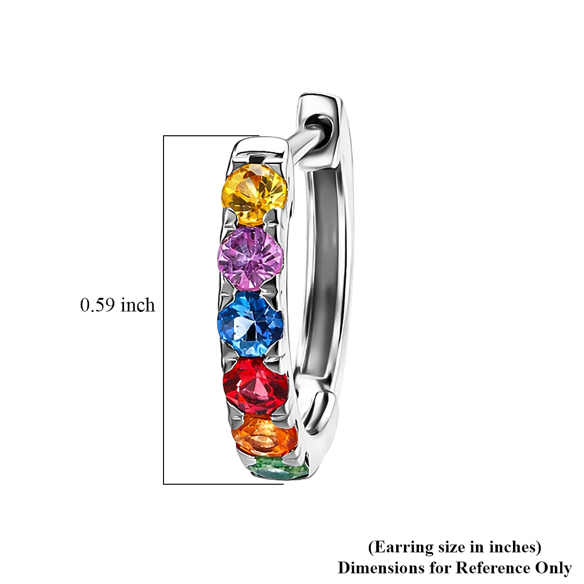 D'Joy Premium Multi Sapphire 1.20 ctw Hoop Earrings in Rhodium Over Sterling Silver image number 5