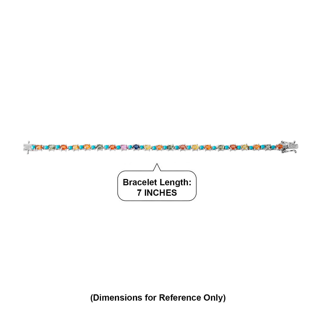 D'Joy Premium Multi Sapphire and Sleeping Beauty Turquoise 6.30 ctw Vivid Skyline Bracelet in Rhodium Over Sterling Silver (6.50 In) image number 4
