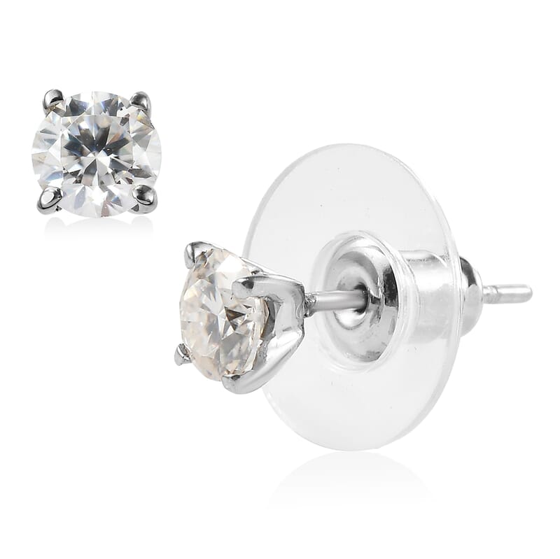 EverTrue Moissanite 0.90 ctw Solitaire Stud Earrings in Stainless Steel