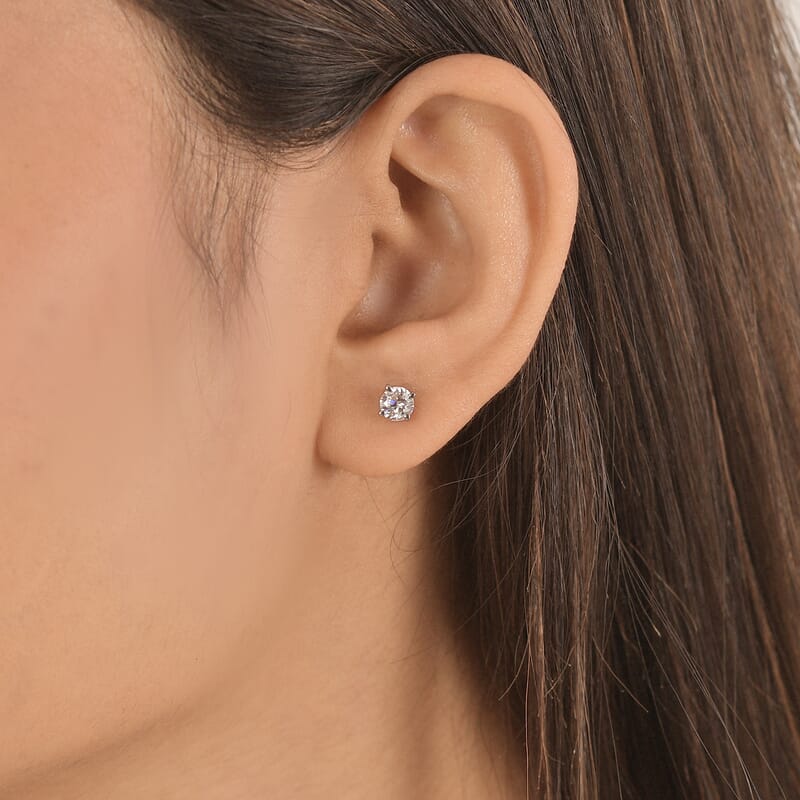 EverTrue Moissanite 0.90 ctw Solitaire Stud Earrings in Stainless Steel