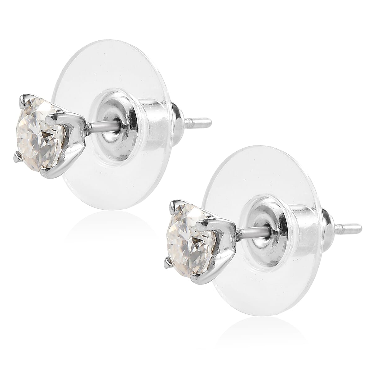 EverTrue Moissanite 0.90 ctw Solitaire Stud Earrings in Stainless Steel