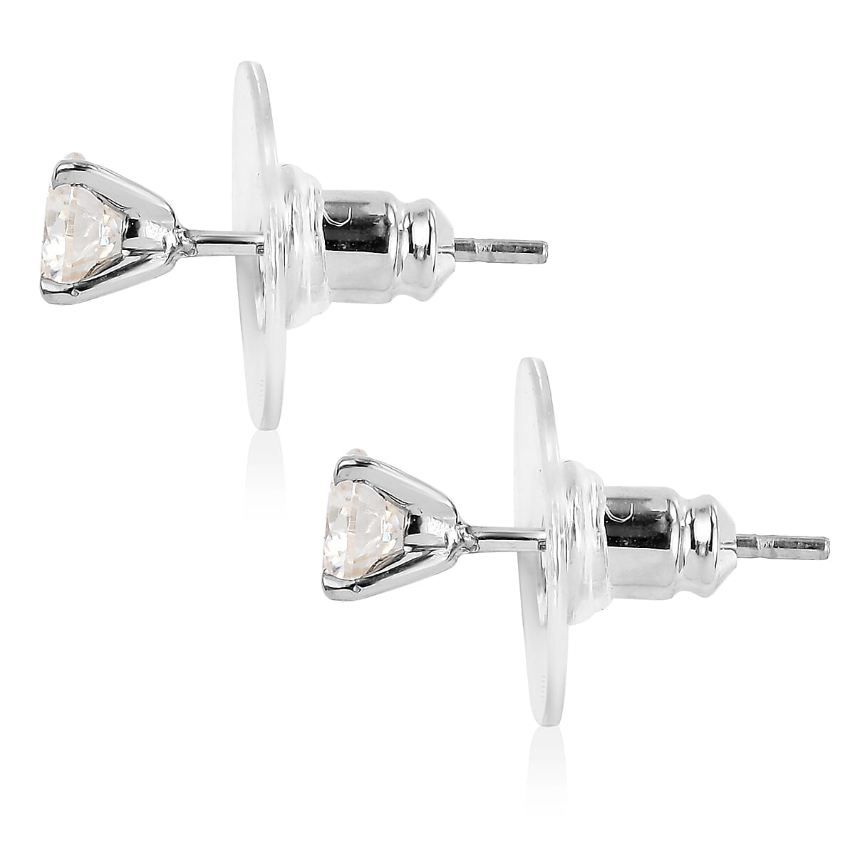 EverTrue Moissanite 0.90 ctw Solitaire Stud Earrings in Stainless Steel