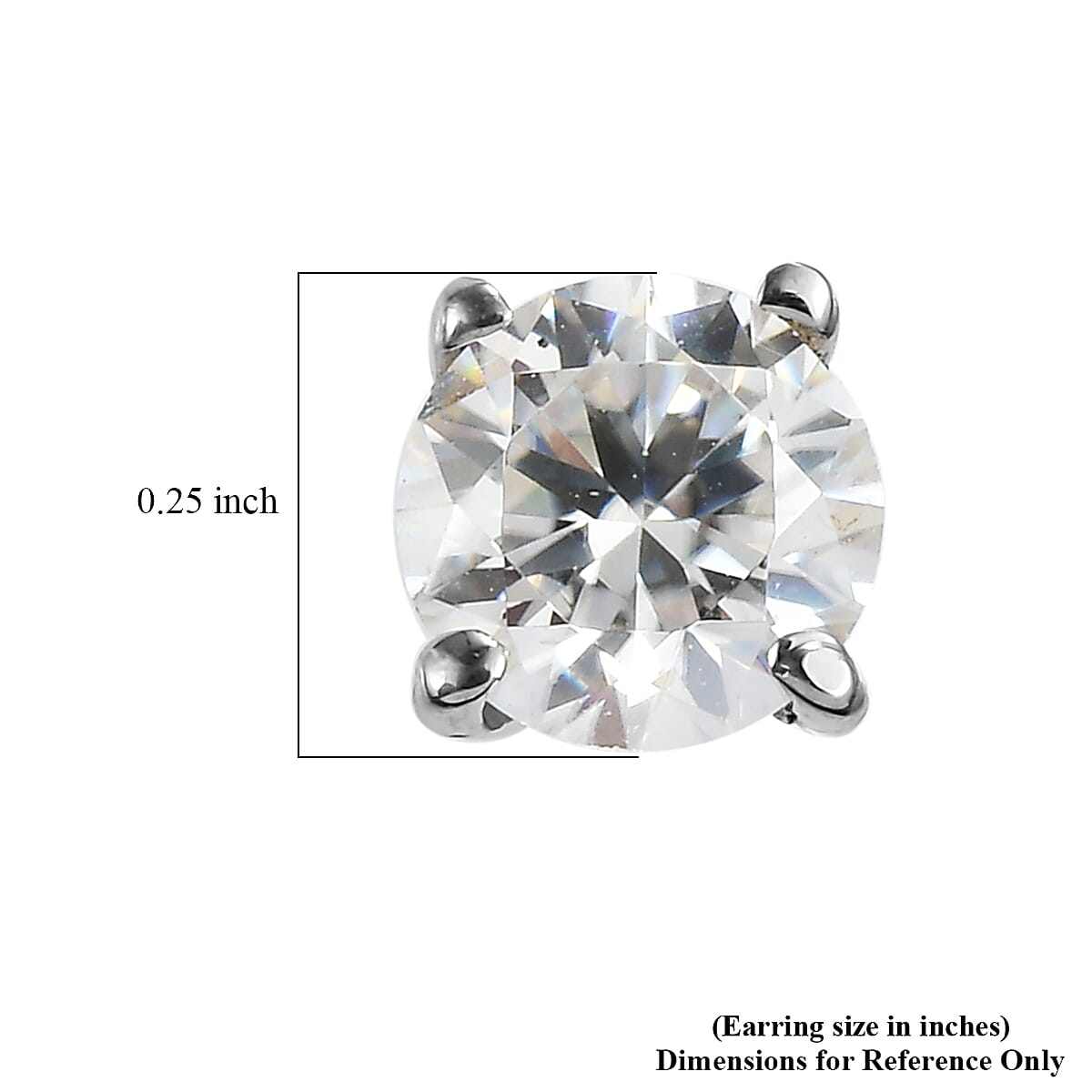 EverTrue Moissanite 0.90 ctw Solitaire Stud Earrings in Stainless Steel