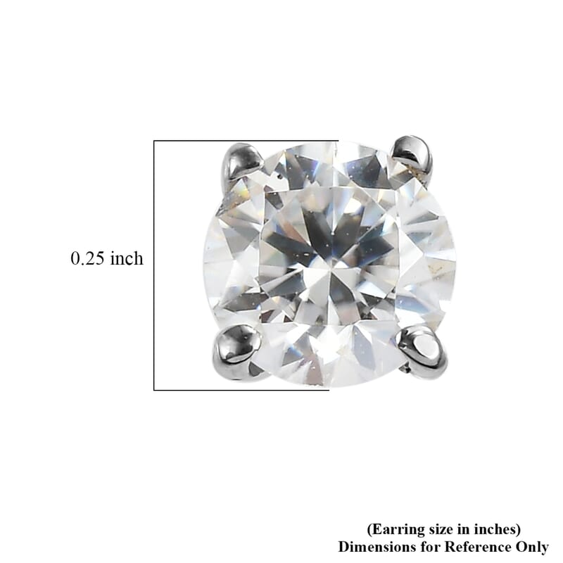 EverTrue Moissanite 0.90 ctw Solitaire Stud Earrings in Stainless Steel