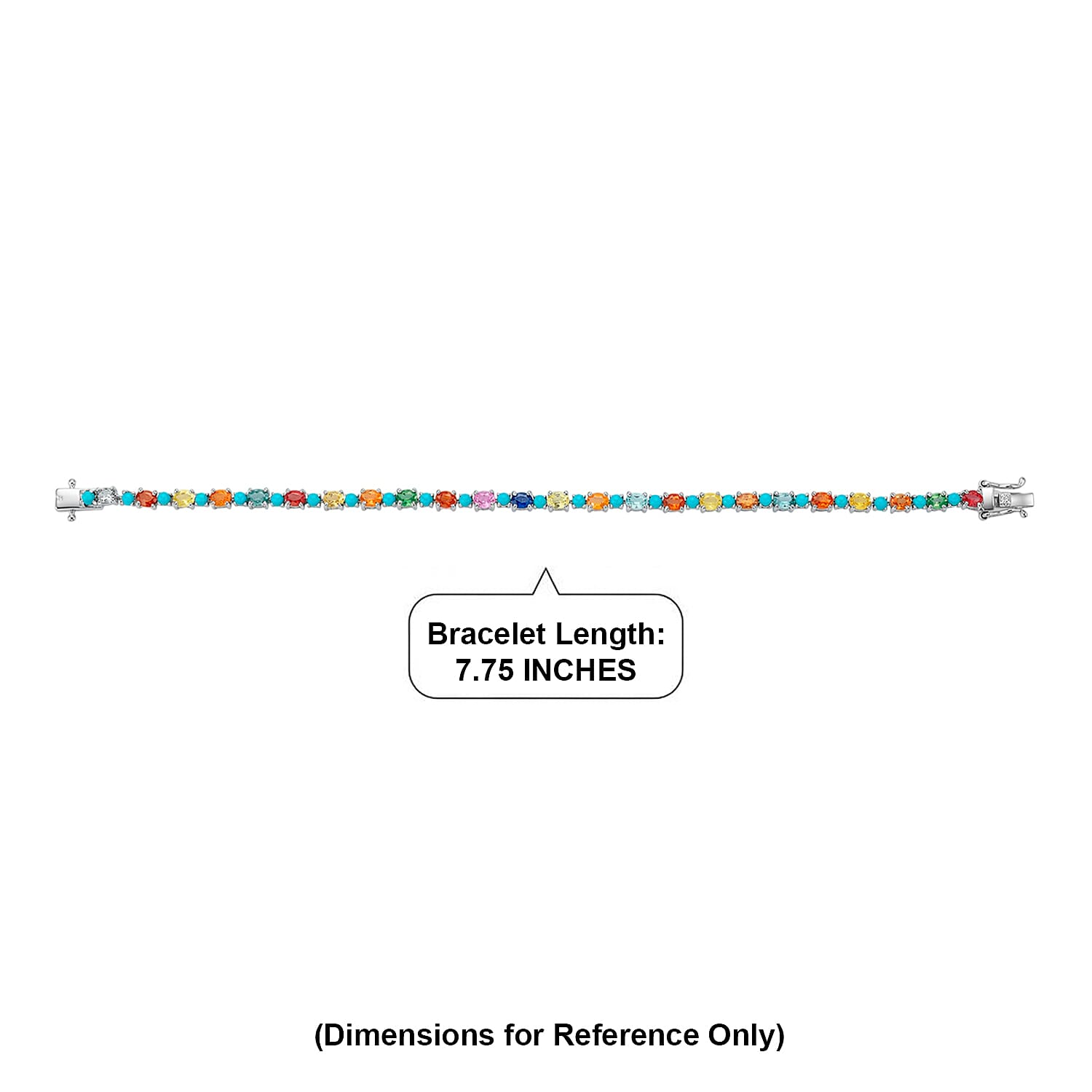 D'Joy Premium Multi Sapphire and Sleeping Beauty Turquoise 7.20 ctw Vivid Skyline Bracelet in Rhodium Over Sterling Silver (7.25 In)