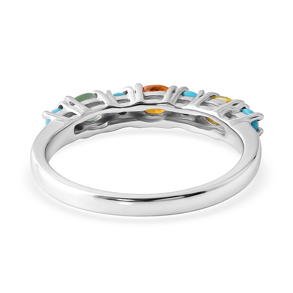 D'Joy Premium Multi Sapphire and Sleeping Beauty Turquoise 1.00 ctw Vivid Skyline Ring in Rhodium Over Sterling Silver (Size 9.0) image number 4