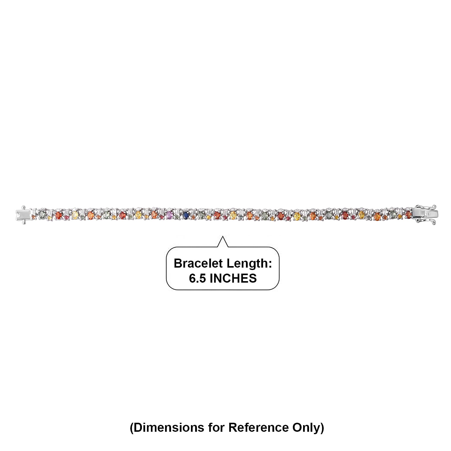 D'Joy Multi Sapphire and Moissanite 7.10 ctw Color & Light Fusion Bracelet in Rhodium Over Sterling Silver (6.50 In)