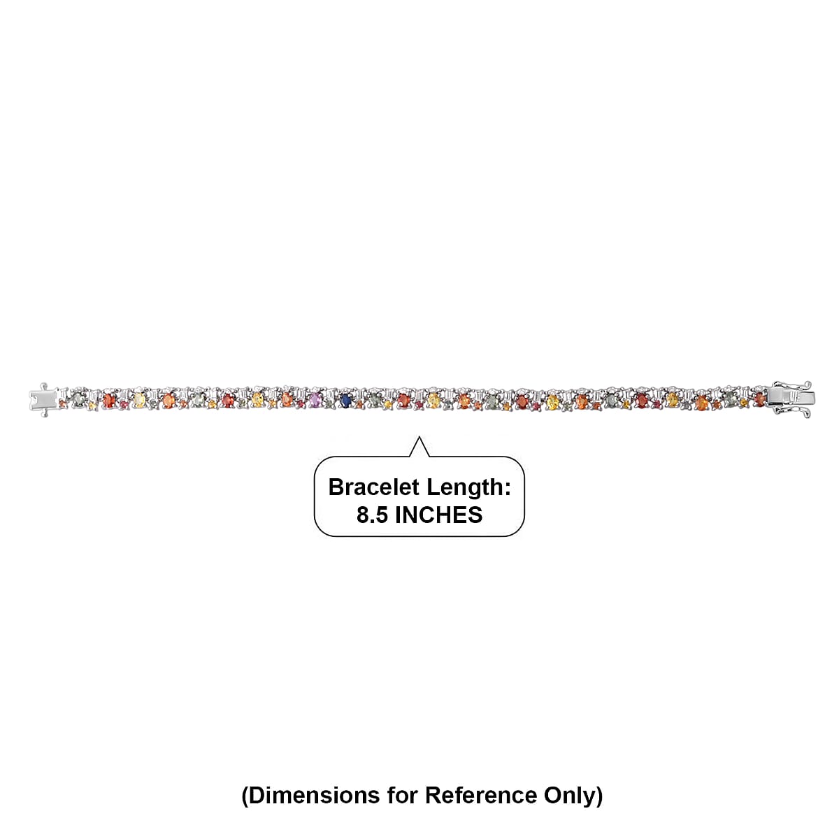 D'Joy Multi Sapphire and Moissanite 9.00 ctw Color & Light Fusion Bracelet in Rhodium Over Sterling Silver (8.00 In) image number 4