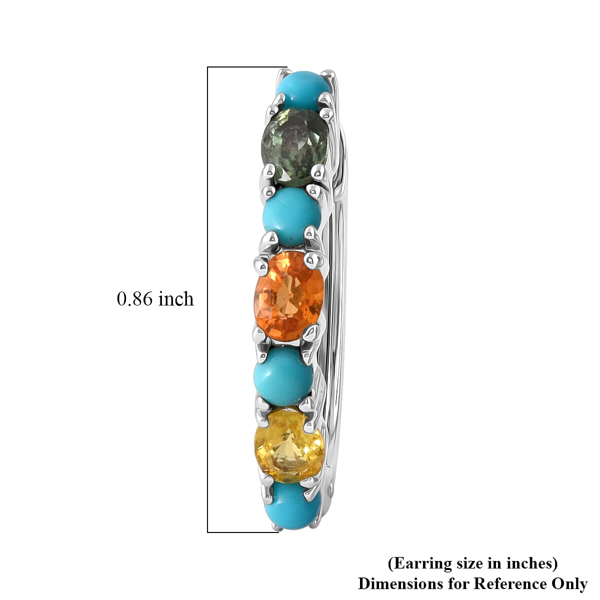 D'Joy Premium Multi Sapphire and Sleeping Beauty Turquoise 2.00 ctw Vivid Skyline Earrings in Rhodium Over Sterling Silver