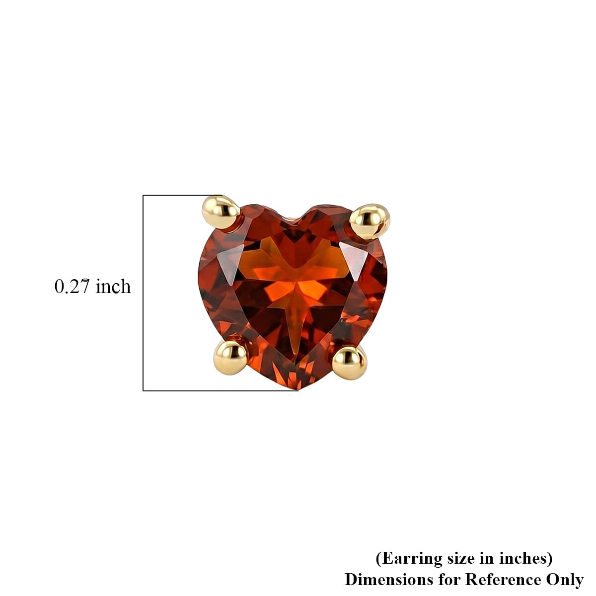 D'Joy Premium Red Citrine 1.50 ctw Heart Stud Earrings in 18K Vermeil Yellow Gold Over Sterling Silver image number 4