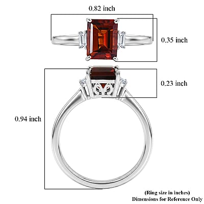 D'Joy Premium Red Citrine and Moissanite 1.80 ctw Ring in Rhodium Over Sterling Silver (Size 10.0)