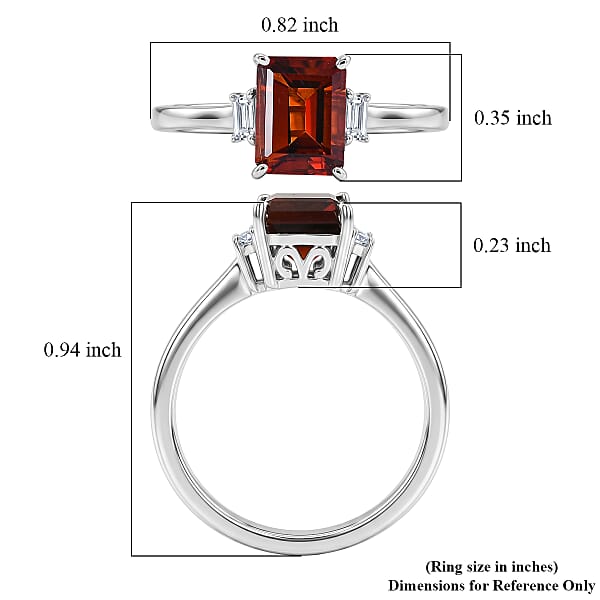 D'Joy Premium Red Citrine and Moissanite 1.80 ctw Ring in Rhodium Over Sterling Silver (Size 7.0)