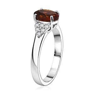 D'Joy Red Citrine and Moissanite 1.30 ctw Ring in Rhodium Over Sterling Silver (Size 10.0)