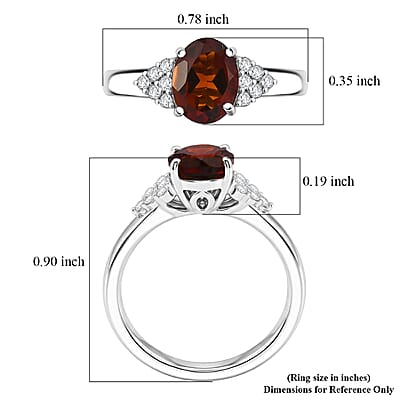 D'Joy Premium Red Citrine and Moissanite 1.30 ctw Ring in Rhodium Over Sterling Silver (Size 6.0)