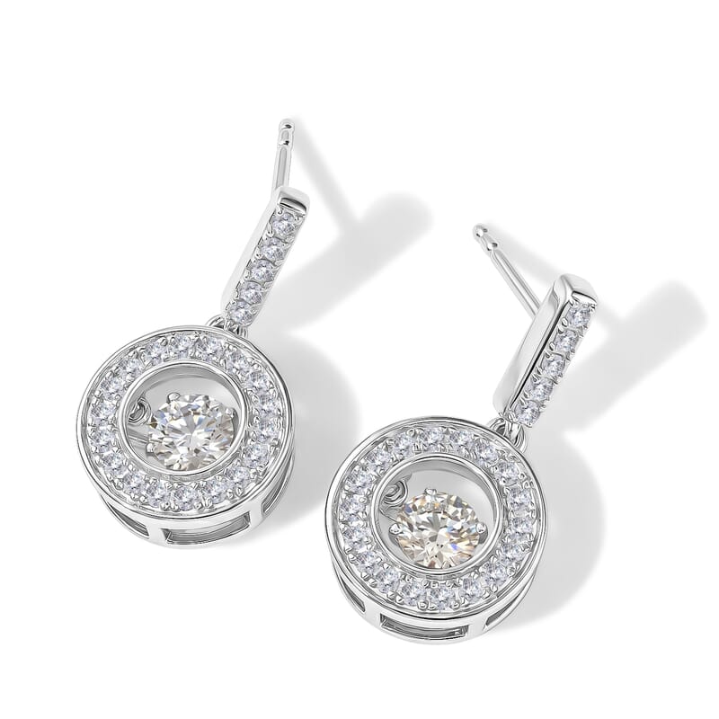 D'Joy Moissanite 1.40 ctw Earrings in Rhodium Over Sterling Silver