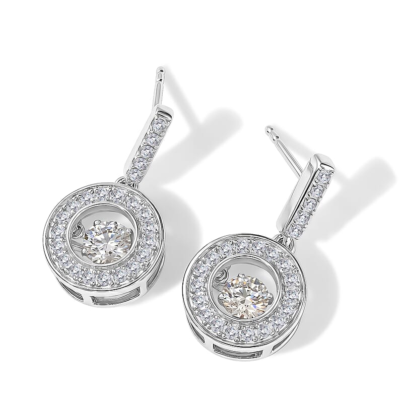 D'Joy Moissanite 1.40 ctw Earrings in Rhodium Over Sterling Silver