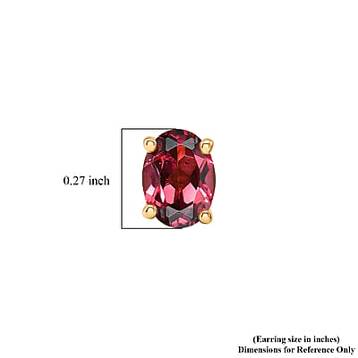 D'Joy Premium Orissa Rose Garnet 2.00 ctw Solitaire Stud Earrings in 18K Vermeil Yellow Gold Over Sterling Silver