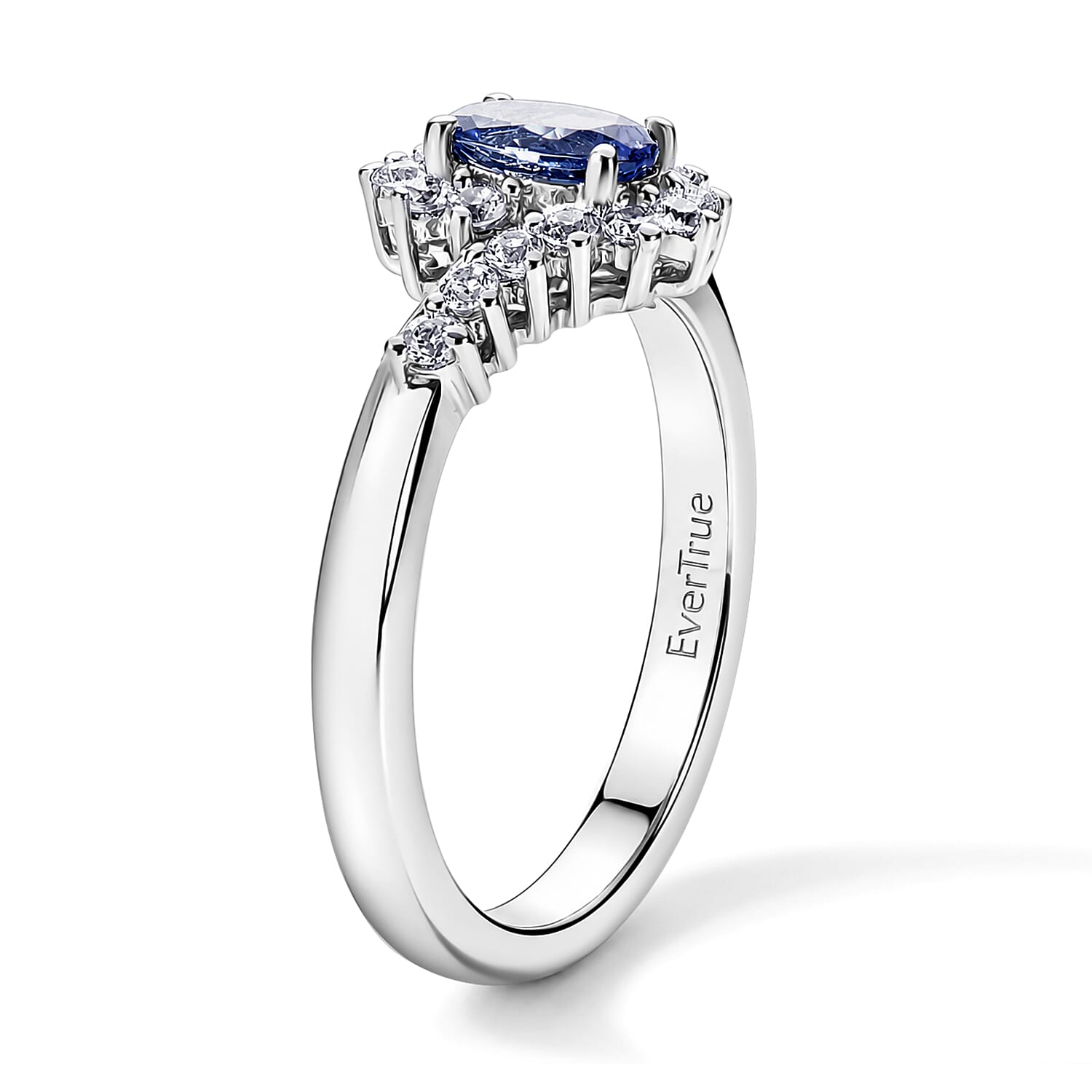 EverTrue Tanzanite and White Zircon 0.85 ctw Ring in Platinum Bond (Size 6.0)