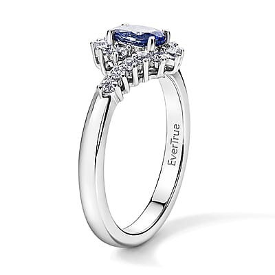 EverTrue Tanzanite and White Zircon 0.85 ctw Ring in Platinum Bond (Size 6.0)