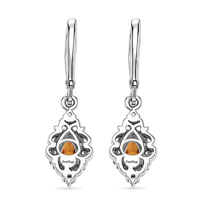EverTrue Jalisco Fire Opal and White Zircon 1.30 ctw Earrings in Platinum Bond