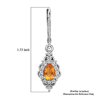 EverTrue Jalisco Fire Opal and White Zircon 1.30 ctw Earrings in Platinum Bond