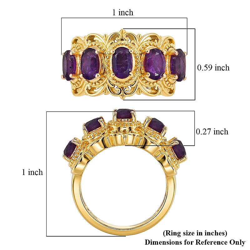 EverTrue African Amethyst 1.15 ctw Ring in 18K YG Plated (Size 7.0)