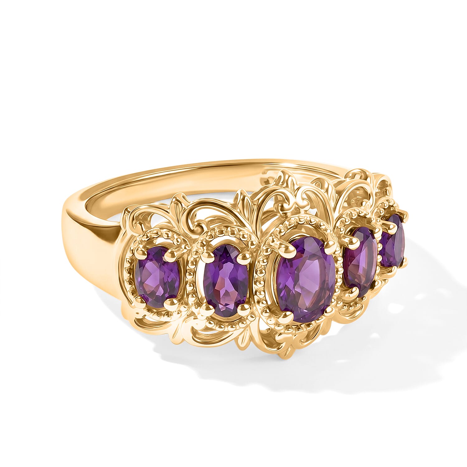 EverTrue African Amethyst 1.15 ctw Ring in 18K YG Plated