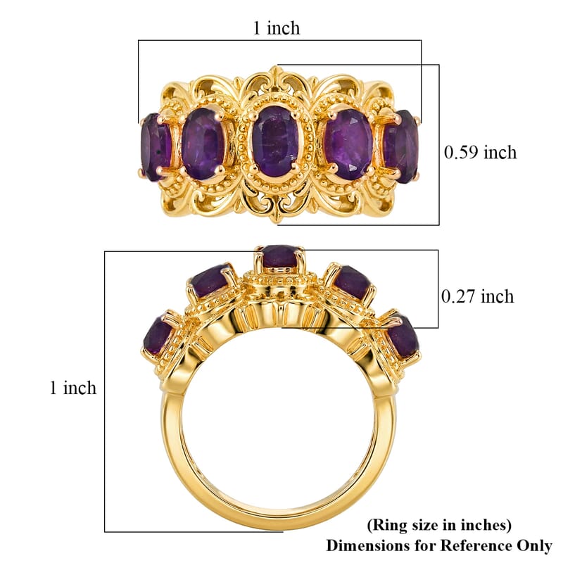 EverTrue African Amethyst 1.15 ctw Ring in 18K YG Plated (Size 8.0)