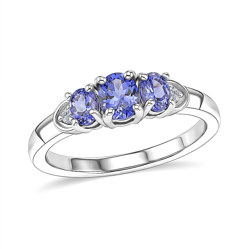 EverTrue Tanzanite and Moissanite 0.85 ctw Ring in Platinum Bond (Size 6.0)